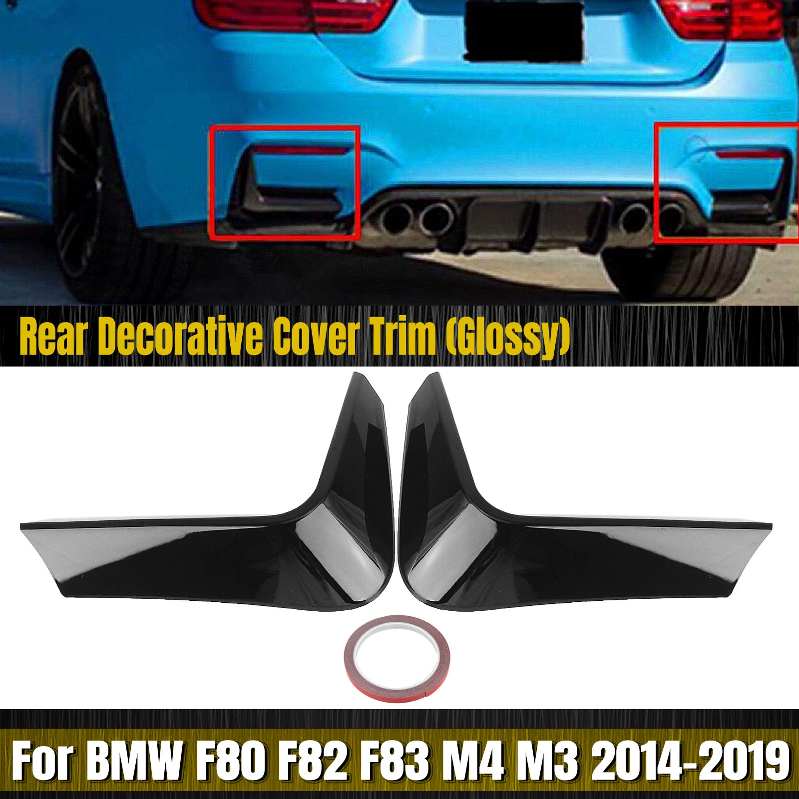 

For BMW F80 M3 F82 F83 M4 2014-2019 With Original Bumper Only Rear Diffuser Side Spoiler Cover Splitter Trim Corner Molding Lip