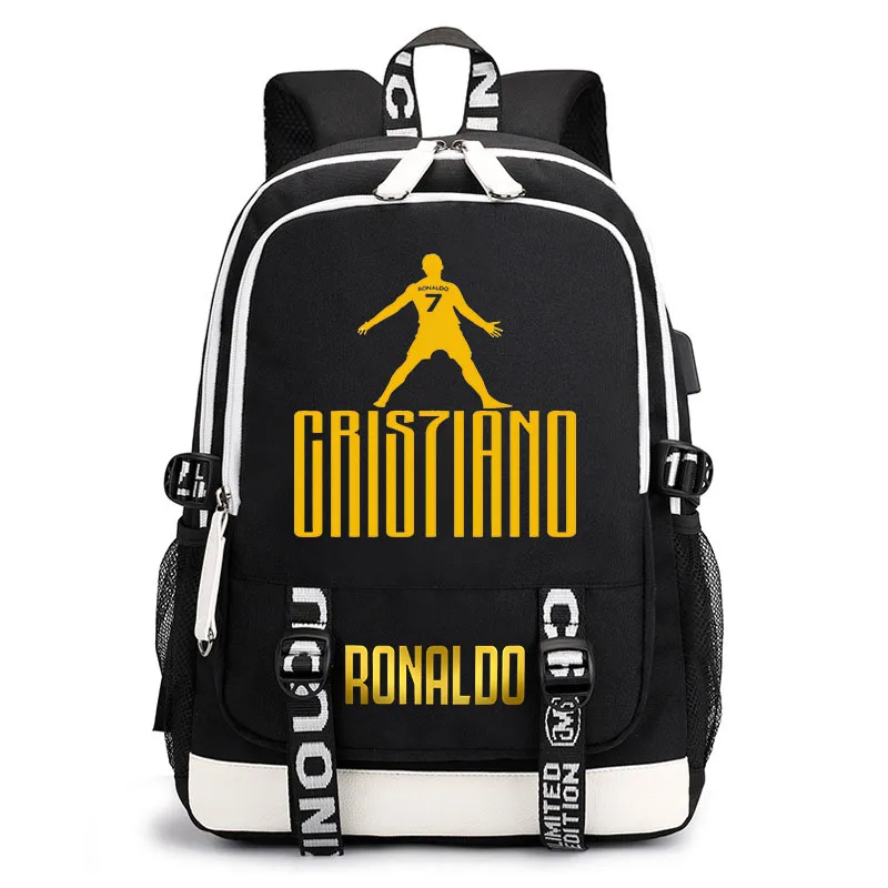 

Рюкзак Роналду для футбольного игрока, школьный ранец с периферийным принтом для студентов, дорожная сумка с usb, индивидуальная повседневная детская сумка