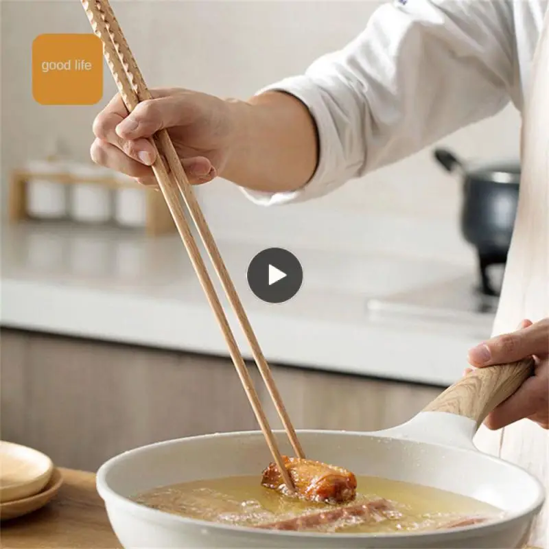 

Beech Fried Cooking Frying Tableware Kitchen Solid Wood Chopsticks Anti Hot Fried Chopsticks Kitchen Tool New Japanese 42cm