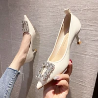high heels 2022 spring and summer new european and american metal chain stiletto pointed professional single shoes women party