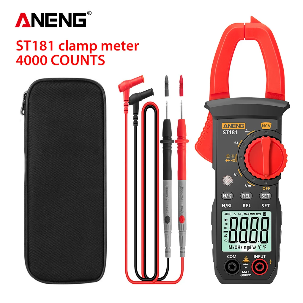 

ANENG ST181 Clamp Multimeter Digital Display Capacitance Frequency Detector Auto-off Electrical Repair Tester Meter