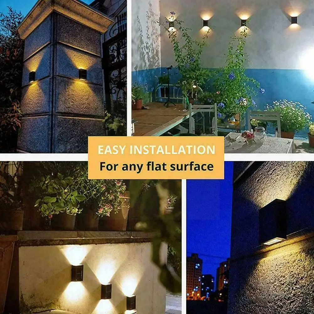 

6/8led Solar Wall Lamp Outdoor Waterproof Up And Down Stairs Garden Light Luminous Sunlight Solar Lamp Fence Lighting Decor I8m9