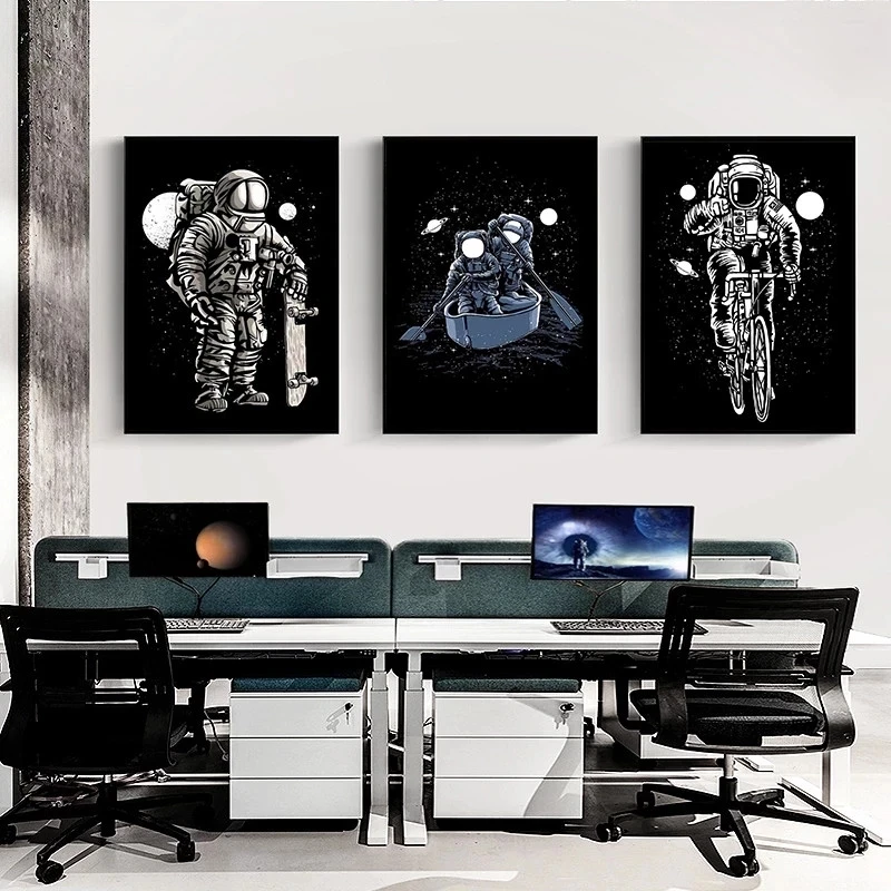 

Astronaut Bicycle Fish Skater Galaxy Boat Wall Art Canvas Painting Nordic Posters And Prints Wall Pictures For Living Room Decor