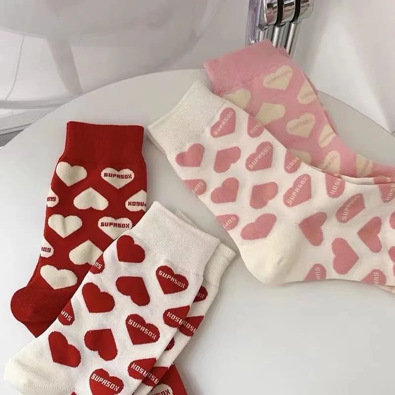 

New Style Factory Wholesale Love Women's Socks Middle Tube Sock Comfortable Breathable Cotton Socking Free Shipping