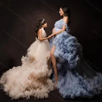 new puffy mother and me tulle dresses for photography tiered ruffles tulle mom and kids photo shoot gowns maternity dress