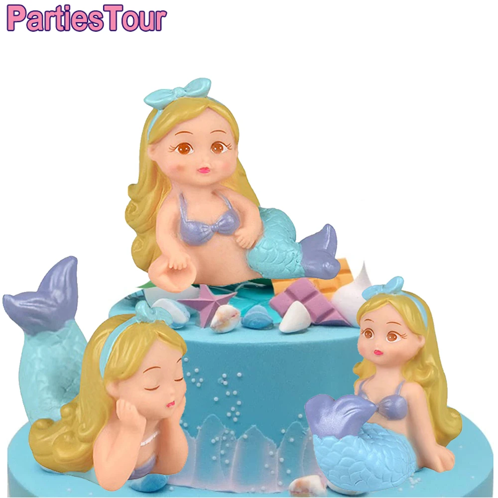 

Miniature Mermaid Figurines Cake Topper Little Cute Mermaid Doll for Under the Sea Cake Decor for Girl Mermaid Theme Birthday