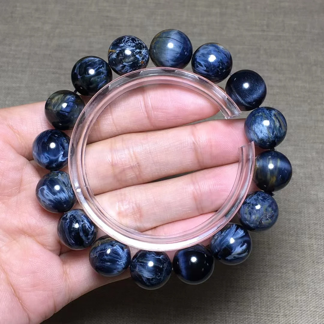 

Natural Blue Pietersite Gemstone Round Beads Bracelet 12.5mm Stretch Pietersite Jewelry From Namibia AAAAAA