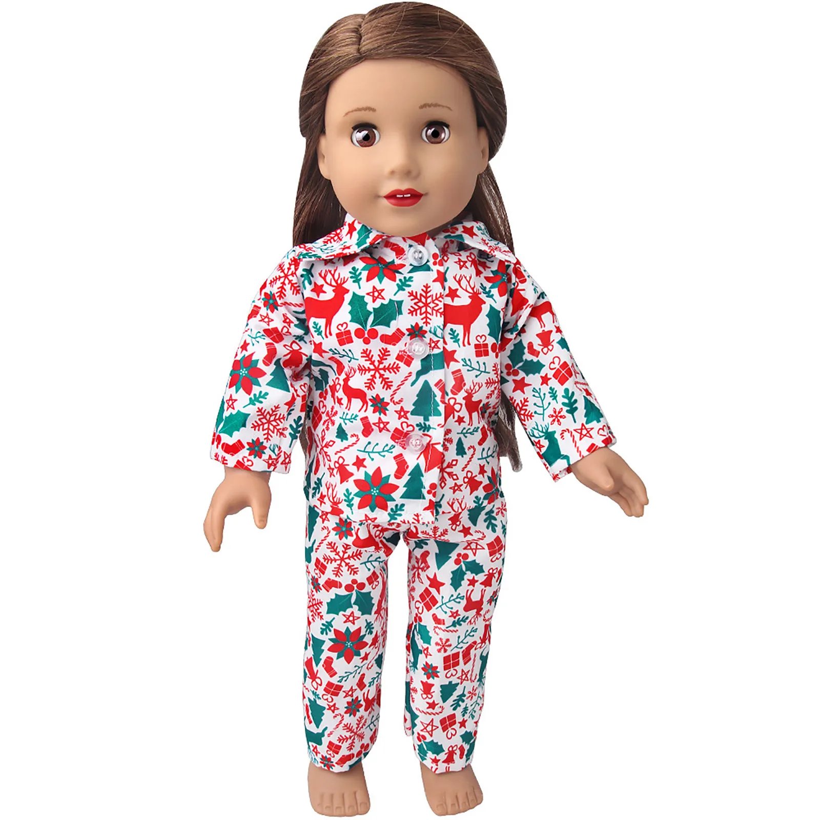 

2er Herd Christmas Style 18 Inch Ame-rican Girl Doll Clothes 43CM Shaf Doll Pajamas
