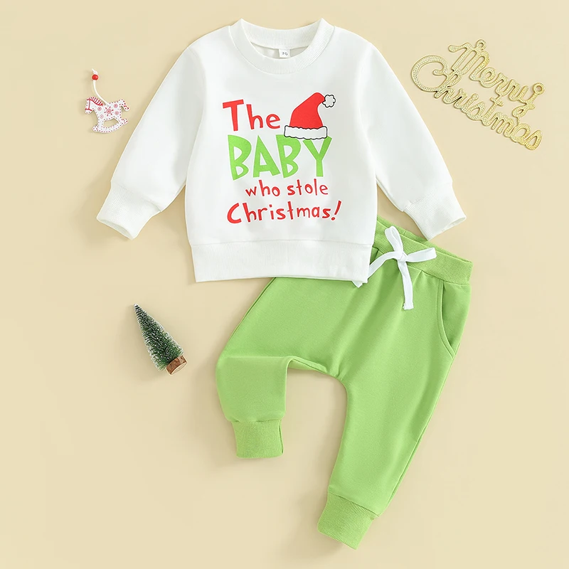 

Baby Boy Girl Christmas Outfit Long Sleeve Pullover Sweatshirt Top Casual Pants Set Baby Christmas Clothes