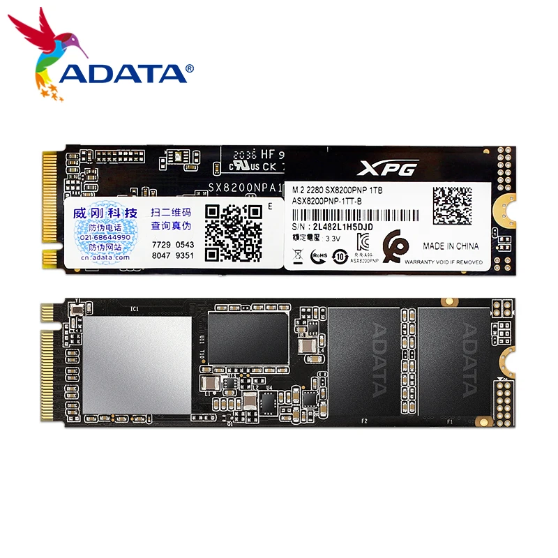 ADATA XPG SX8200 PNP M.2 2280 PCIe Gen3x4 SSD 1 ТБ 2 Внутренний твердотельный накопитель 3D TLC для