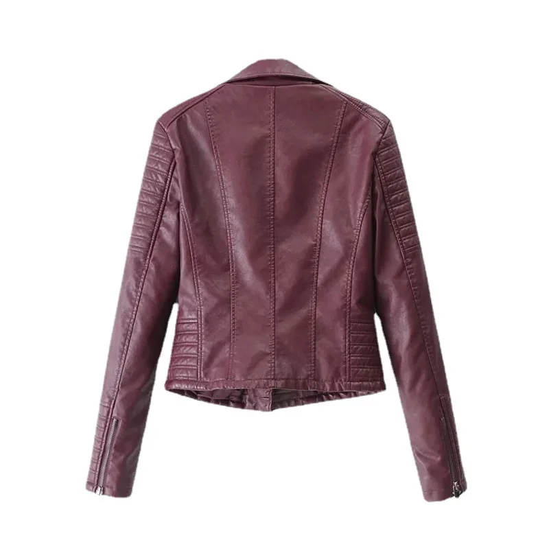 Cool Girl Women's Jackets  Tops 2022 Spring  Autumn Lapel Zipper Short Slim Leather Jacket Moto & Biker Autumn Winter Jackets