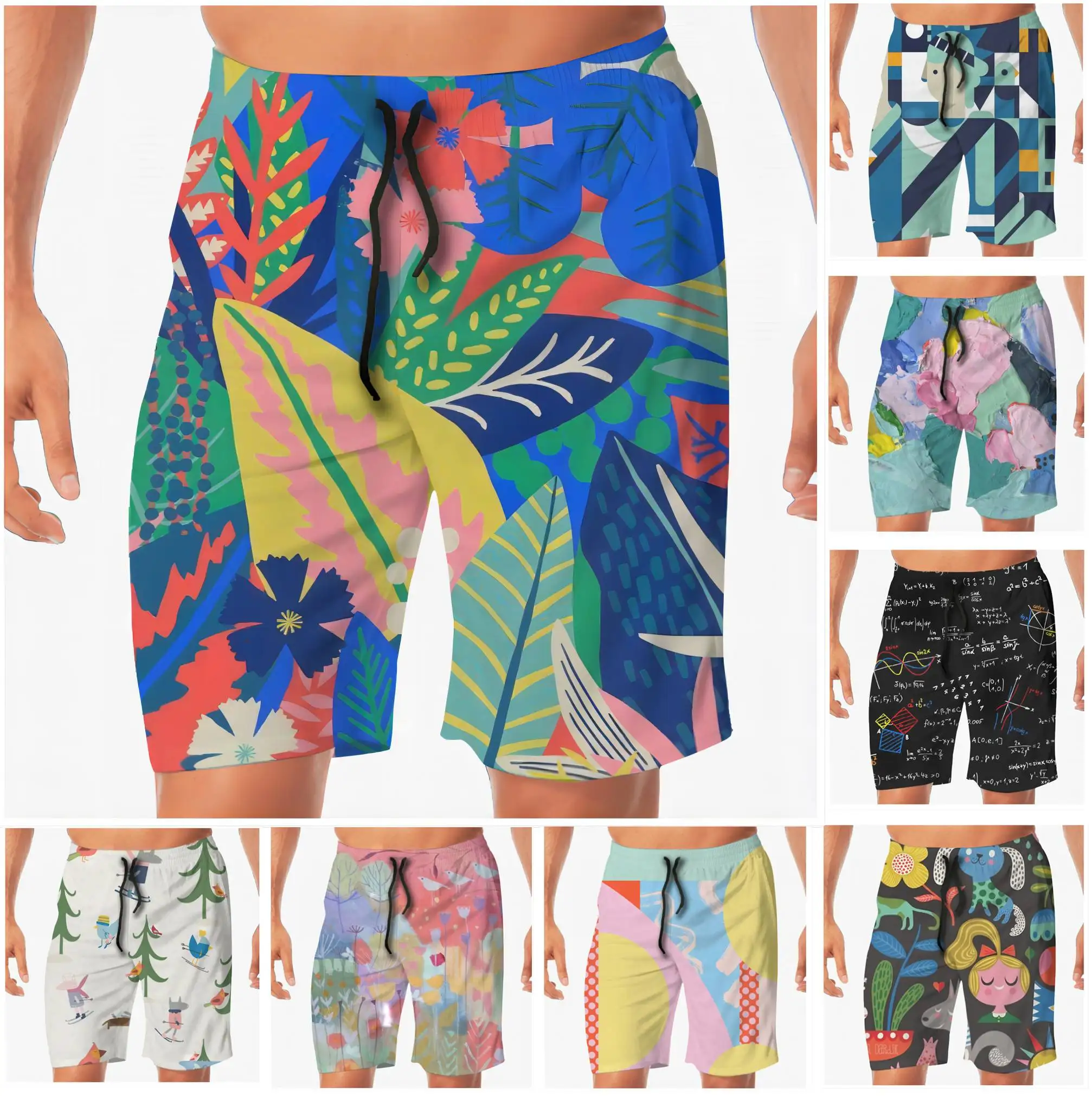 

Мужские пляжные шорты для плавания с графикой, быстросохнущие летние пляжные шорты для плавания с карманами и сетчатой подкладкой, мужская ...