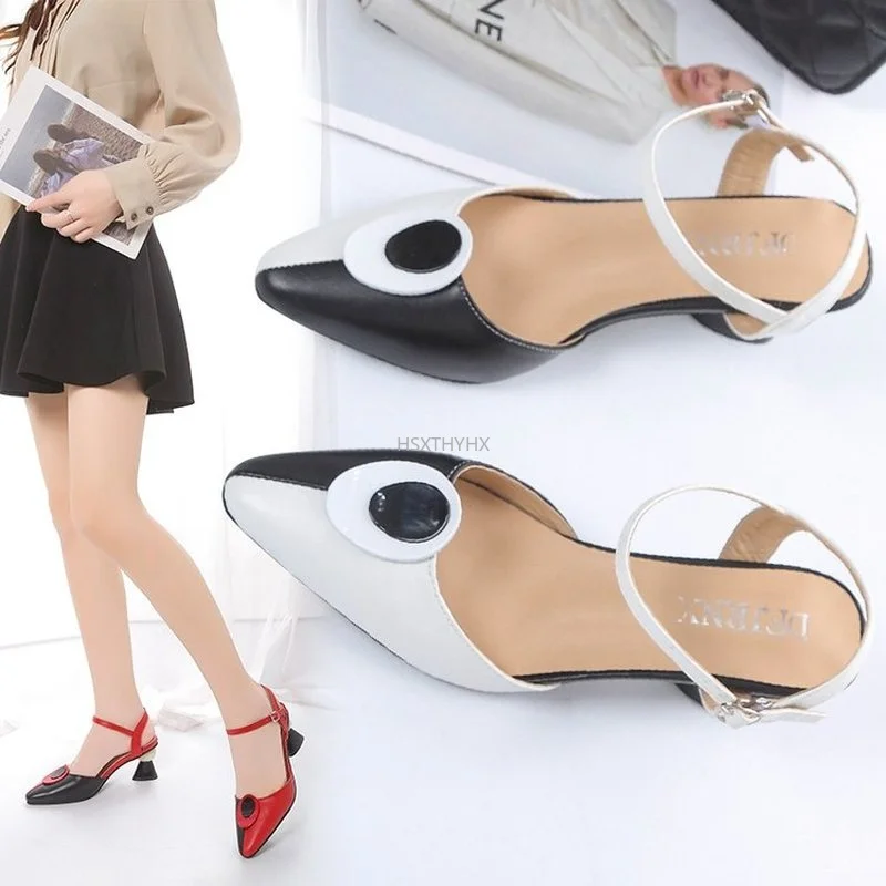 

Women Fashion Black Bow Tie High Quality Slip on Party Stiletto Ladies Casual High Heel Shoes for Office Sexy New Style Sandals
