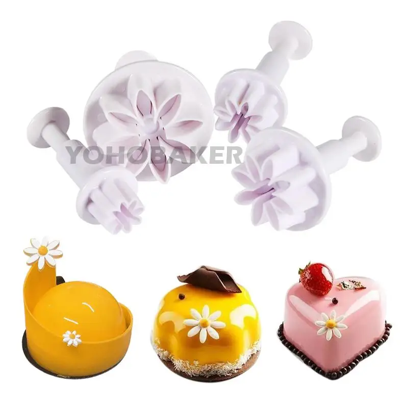 

4PCS Plum Flower Plunger Cutter Fondant Cake Decorating DIY Tool Cookie Molds Biscuit Cutter Baking Tool