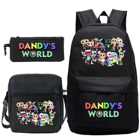 Школьный рюкзак Dandys World для мальчиков и девочек, детская школьная сумка с героями мультфильмов, Mochila Dandy's World, студенческий рюкзак, сумка, 3 шт./компл., подарок