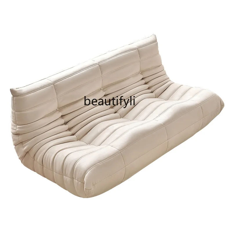 

HJ Fabric Small Sofa Caterpillar Double Three-Person Faux Leather Floor Sofa