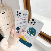 cute cartoon astronaut star space clear phone case for iphone 13 12 11 pro max xs max xr x 8 7 plus se 2020 transparent cover