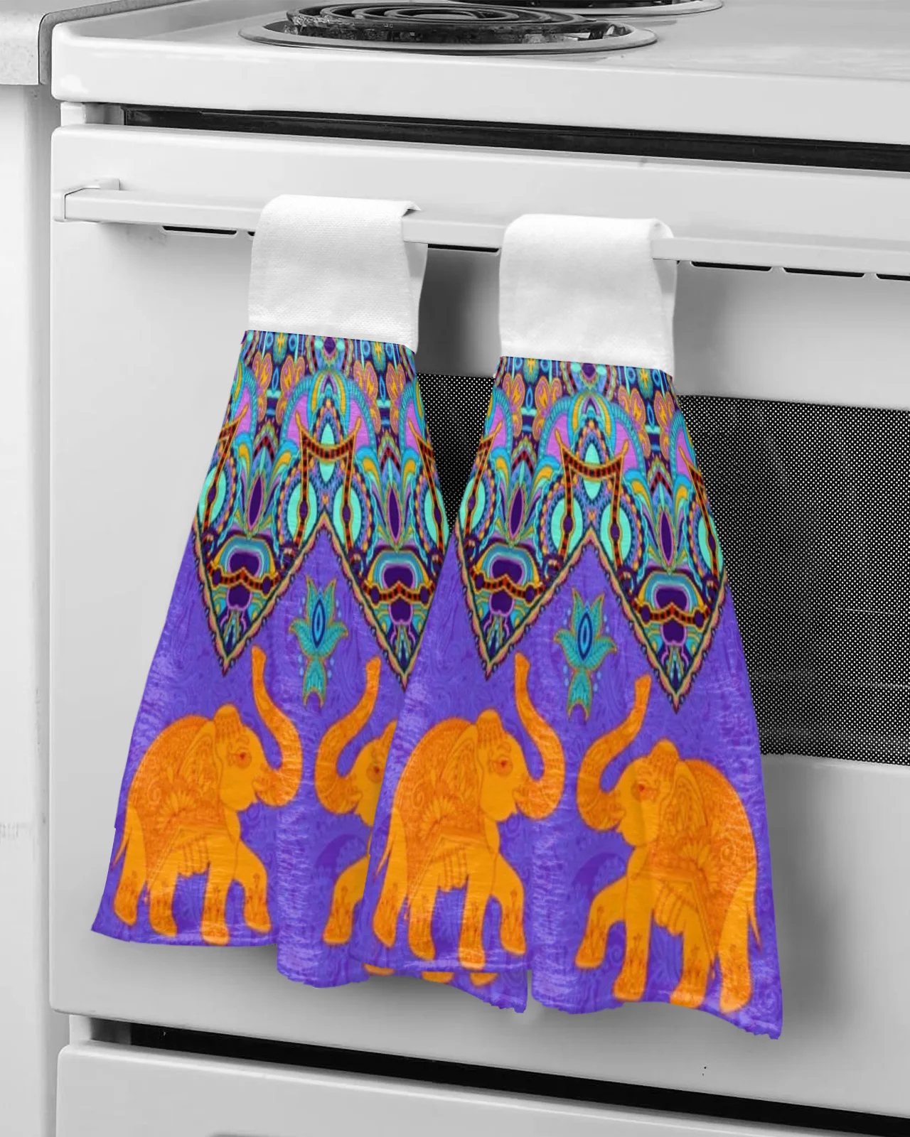 

Indian Pattern With Elephants Hand Towel For Child Absorbent Microfiber Kitchen Towel Tableware Cleaning Towel Kitchen Tools