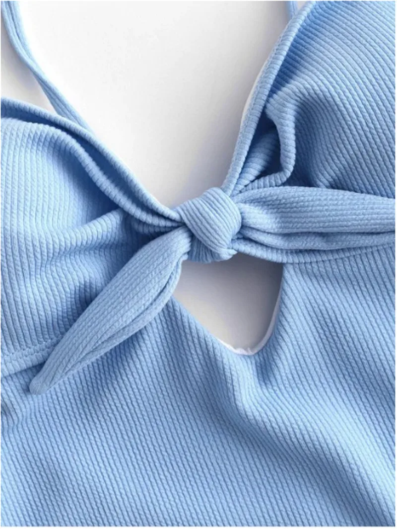 Женский слитный купальник с завязками спереди боди бантом монокини пуш-ап