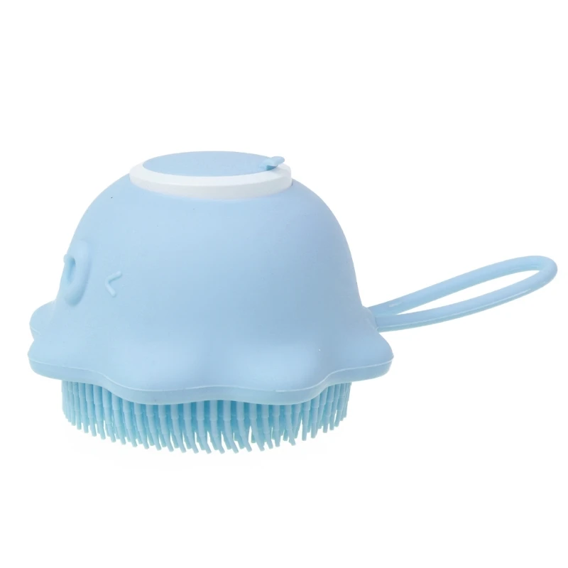 

Silicone Body Brush Shower Scrubber Bath Massage Exfoliating with Soap Dispenser Filled Liquid for Women Men Children
