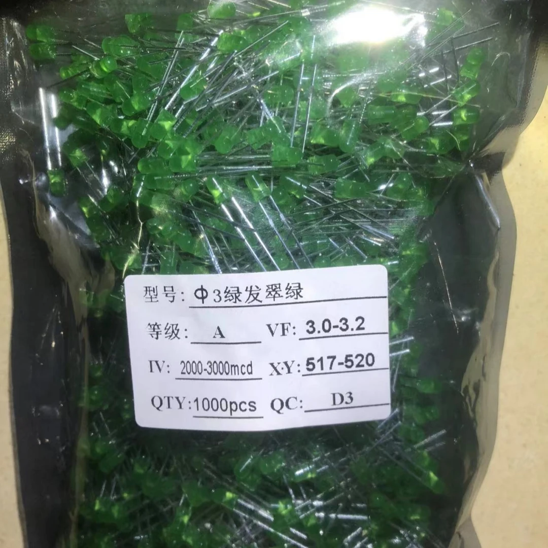 F3 зеленые волосы изумрудно-зеленые 3 мм прямые в фотолампу фотоизлучающие Диоды