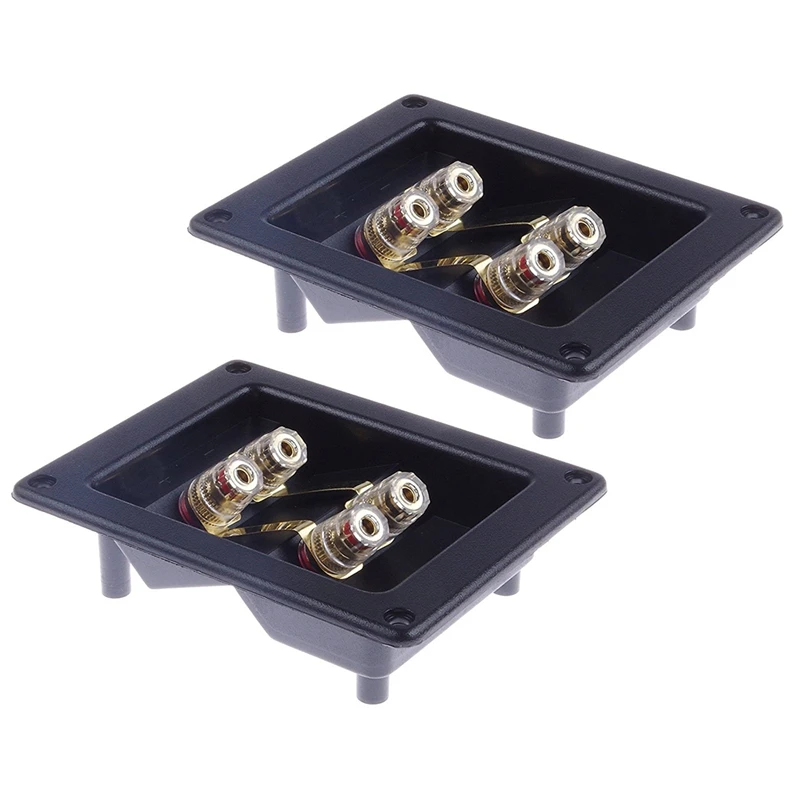 

HFES 2X Car Stereo Screw Cup Connectors 4-Way Speaker Square Box Transparent Terminal Binding Post Pure-Copper Gold-Plated