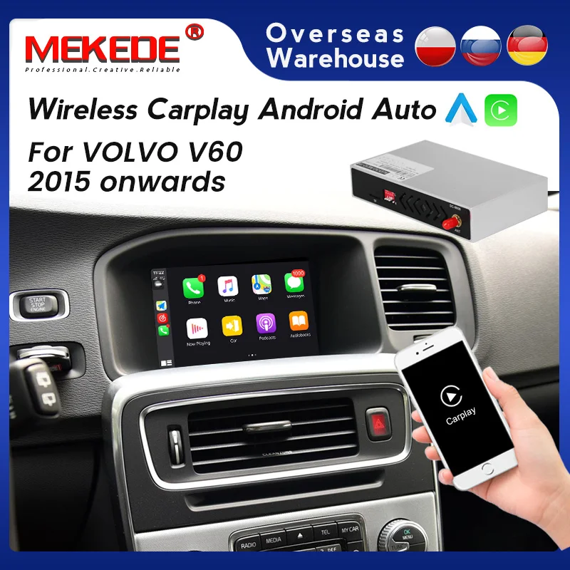 

MEKEDE GPS car multimedia Android Auto Wireless Apple CarPlay For VOLVO V60 2015 2016 2017 Plug and Play Mirror link Map