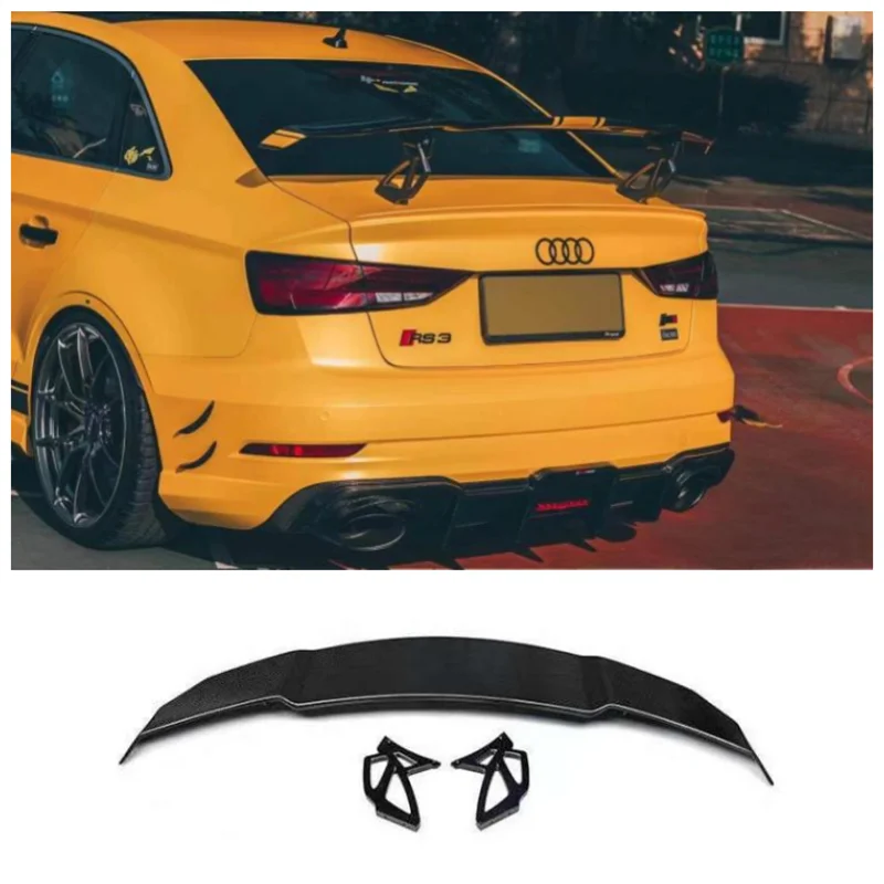 

For A3 A4 A5 A6 S3 S4 S5 RS3 RS4 RS5 2016-2023 High Quality Carbon Fiber Rear Trunk Lip Spoiler Splitters Wing