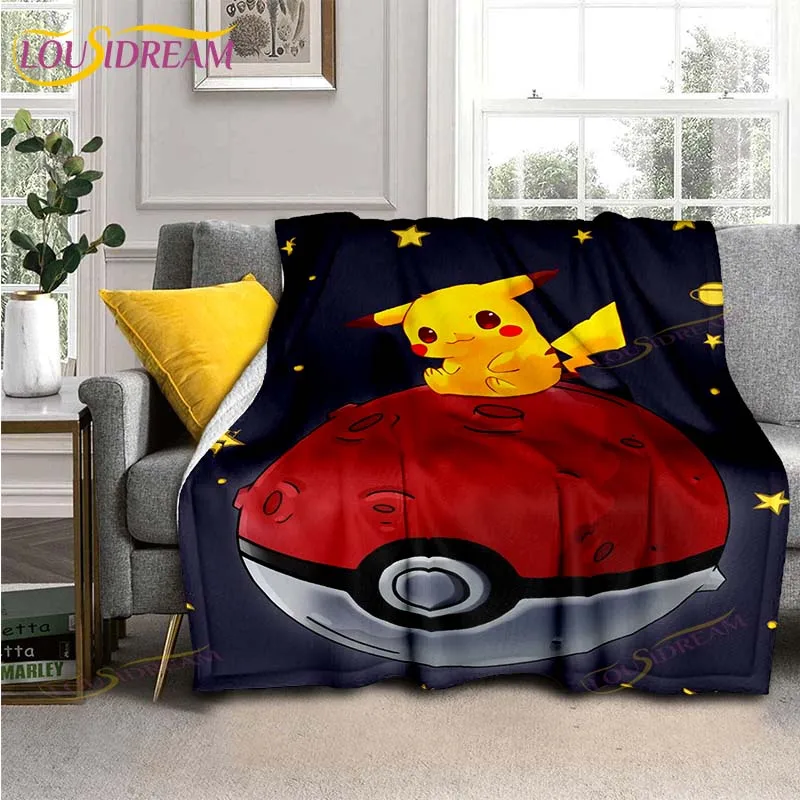 

Cartoon Anime Pokemon Blanket Couch Quilt Cover Travel Bedding Outlet Throw Blanket Flannel Blanket Bedspread Picnic Blanket