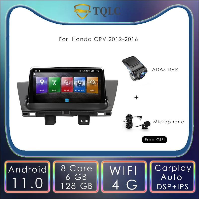 

TQLC Android Car Radio Stereo For Honda CRV 2012-2016 Carplay Car Navigation Multimedia System Dvd Player Audio Gps Autoradio