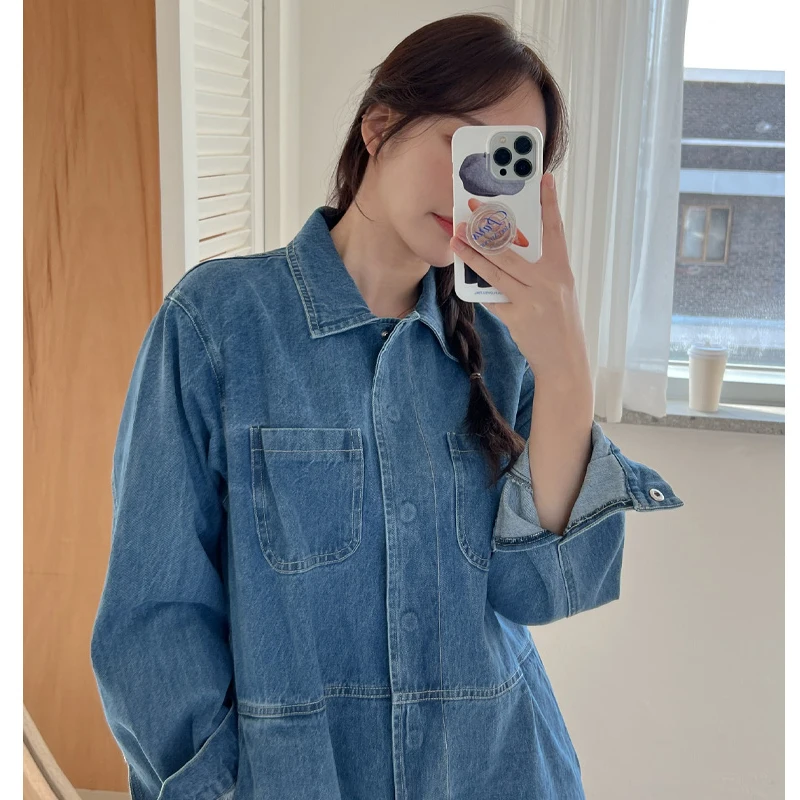 

Корейское весеннее джинсовое платье