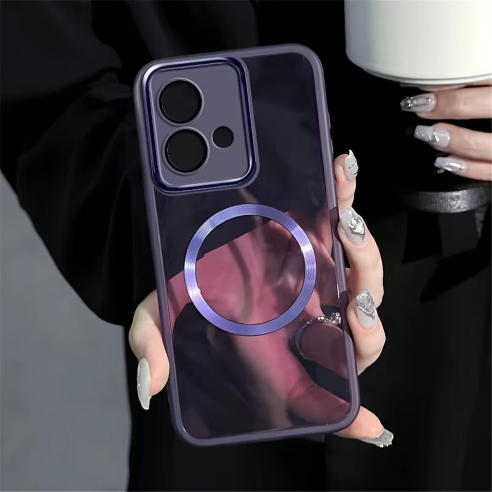 Фото Прозрачный чехол для телефона с магнитным кольцом для Xiaomi Redmi 15A 15C 15 14C 13C 13X 12C A5 A3 A7 Pro, защита объектива, мягкая силиконовая задняя крышка №2