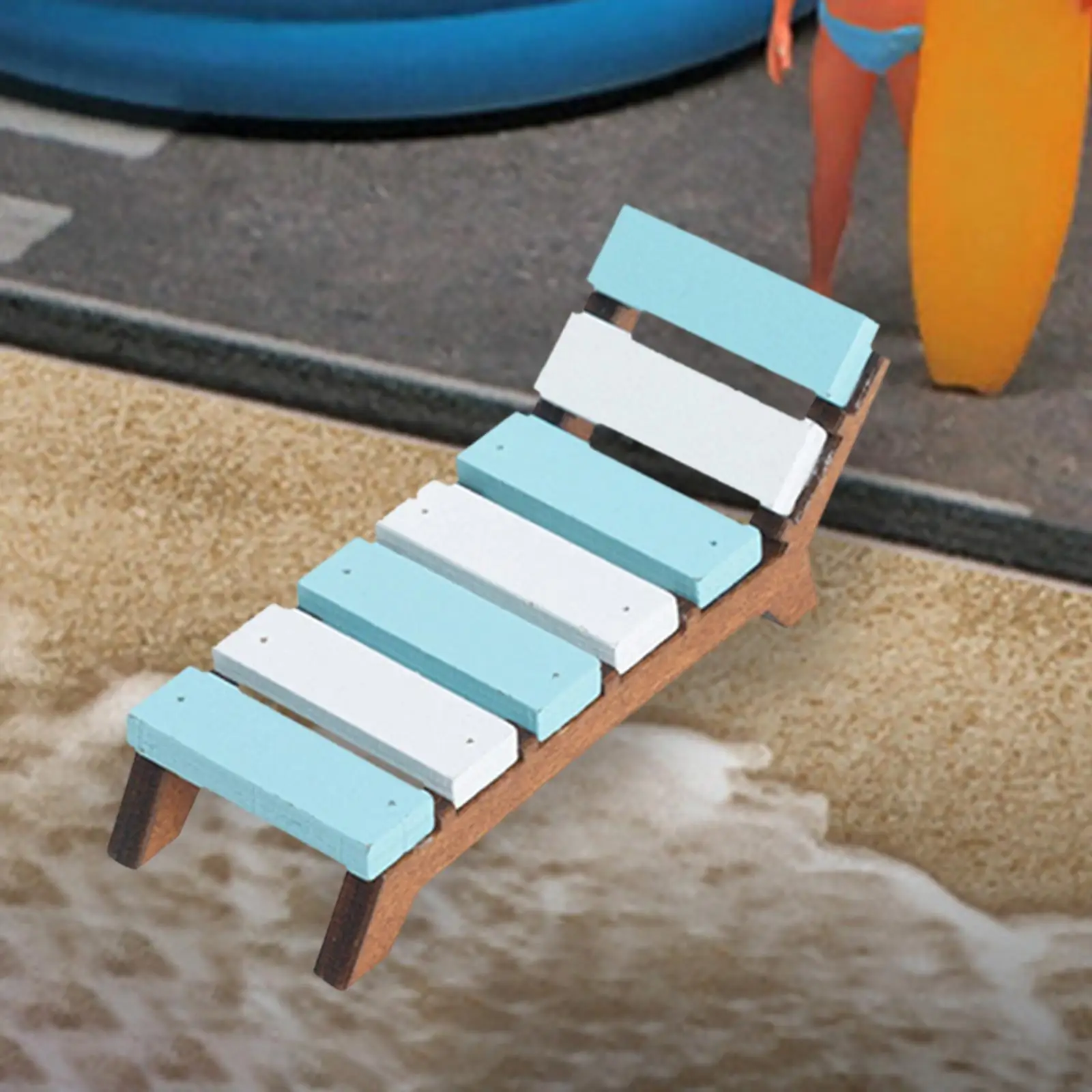 

Mini Beach Chair 1/12 Wooden Longue for Diorama Miniature Scene Fairy Garden
