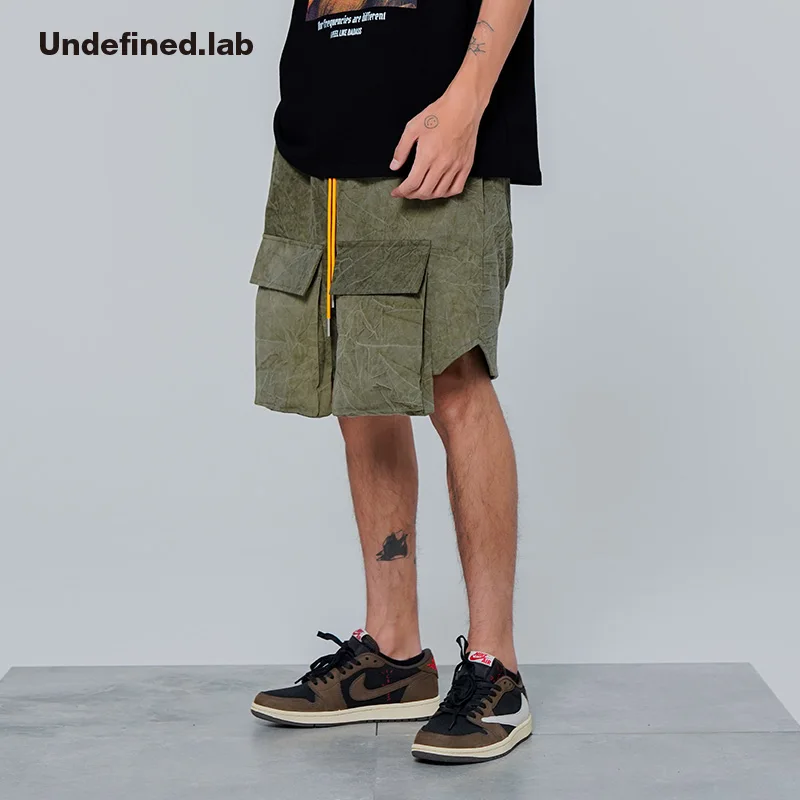 2022 Shorts Men Light Luxury Brand Stylish High Street Casual Short Pants Classcial Vintage Army Green Style