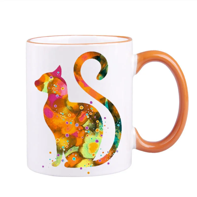 

Cat Mugs Pet Lover Mom Dad Coffee Tableware Teaware Cocoa Milk Cups Friend Gifts Home Decal Heat Changing Color Beer Drinkware