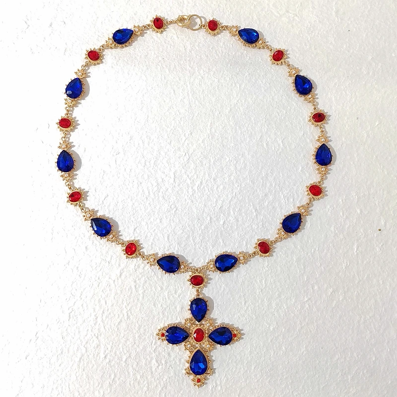 Luxury Crystal Statement Choker  Cross  Necklace For Women Accossery Party Jewelry Baroque style Hight Quality