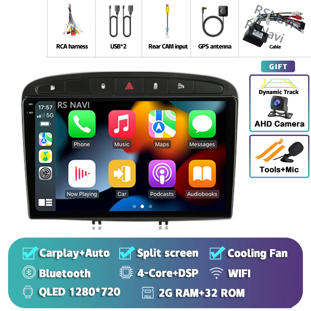 

Мультимедийный плеер Qualcomm Android 15 с навигацией для Peugeot 408 308 308SW 2012-2020 Carplay Auto Stereo BT DSP Автомагнитола GPS