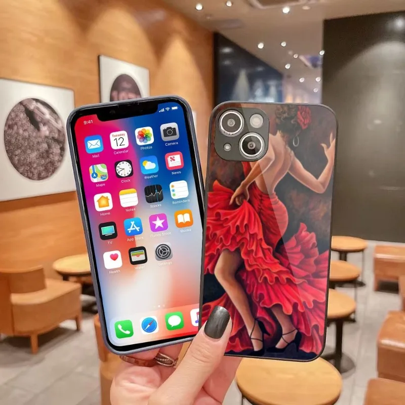 

Чехол для телефона с изображением танцорки фламенко в Испании для iPhone 14, 13, 12, 11 Pro Max, X, XR, XS, 8, 7 Plus, чехол для телефона из жидкого стекла