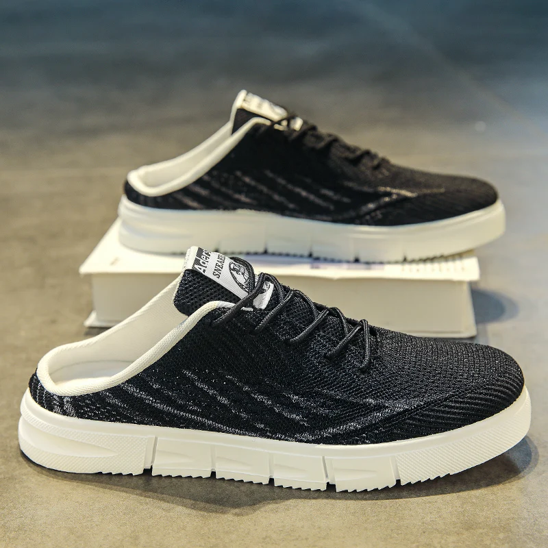 

Fujeak Fashion Half Heel Slippers Outdoor Non-slip Casual Shoes for Men's Lightweight Footwear Summer Breathable Low Heel Shoes