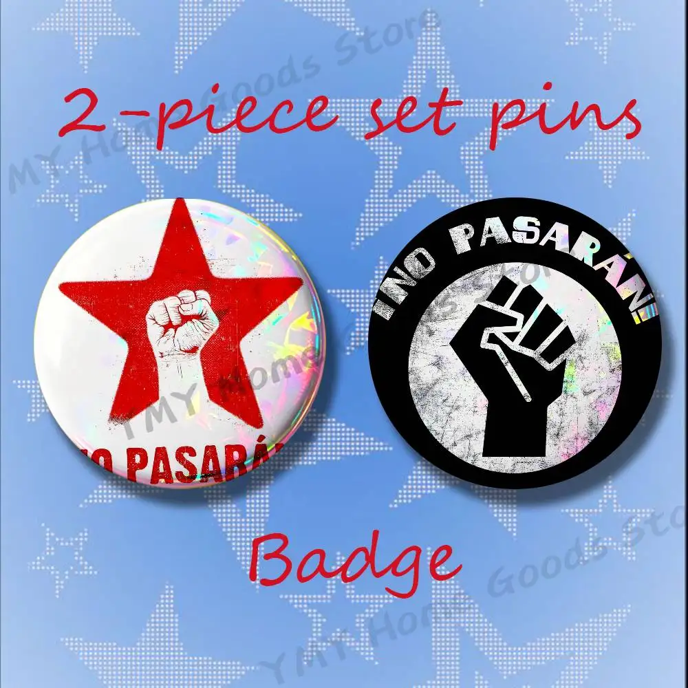 Фото Броши NO PASARAN для аксессуаров к рюкзакам, 25, 32, 44, 58, 75 мм, круглые, набор из 2 штук, свободный выбор №5