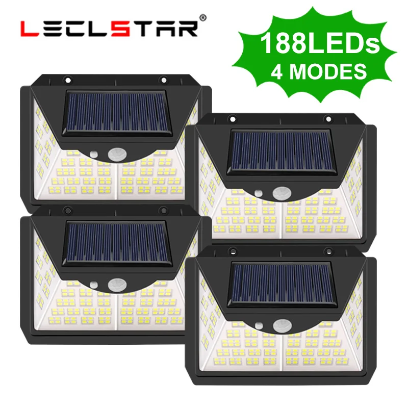 

Суперъяркая Светодиодная лампа на солнечной батарее с датчиком движения, 188 светодиодный