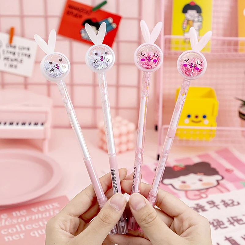 

1/5PCS Cartoon Creative Bunny Ears Sequin Gel Pen Signature Pen Lovely Student Examination Writing Pen