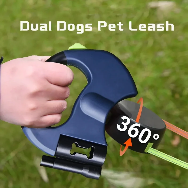 

Pet Double Head Tractor Automatic Telescopic Towing Rope One Tow Two Medium And Large Dog Walking Rope