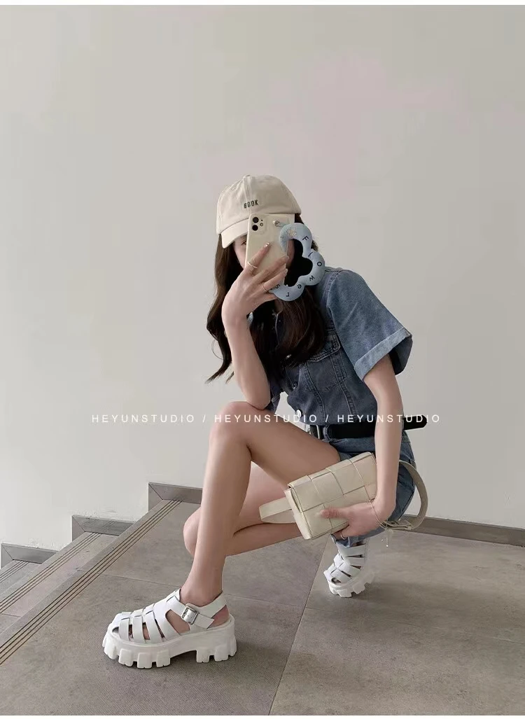 2023 Summer Sandals Women Casual Flat Holiday Beach Shoes Woman Peep Toe Hook Thick Sole Sandalias Fashion Comfort Sandals Woman