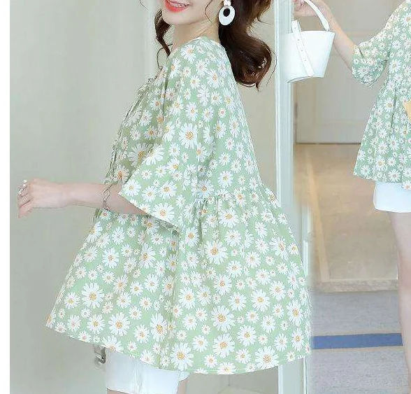 

2022 Girl New Big Mom Size Shirt Funny T Shirt Clothes Maternity Women green Loading Pregnant Baby