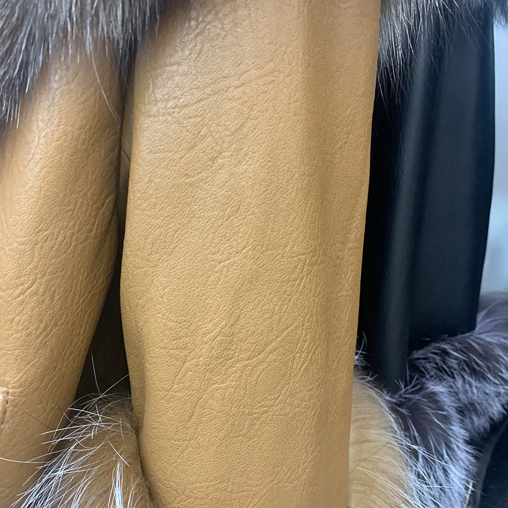 Women's Real Fox Fur Coat Genuine Sheepskin Leather Jacket Winter Thick Warm Fur Clothes Luxury Fashion Outerwear S3593 enlarge