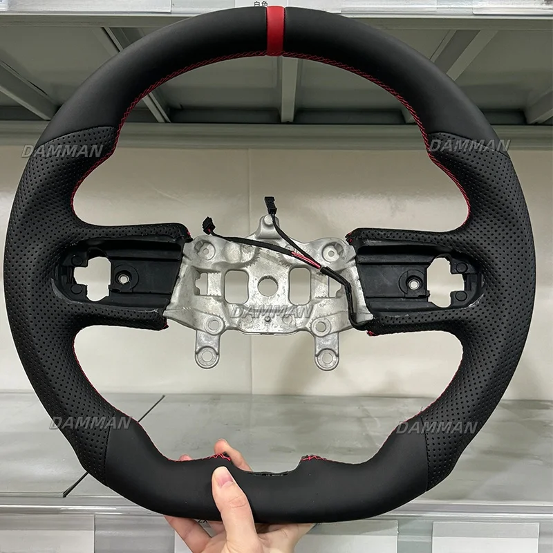 

Гладкий кожаный руль для Jeep Wrangler JL 2018 2019 2020 2021 2022 2023, перфорированный кожаный руль по индивидуальному заказу