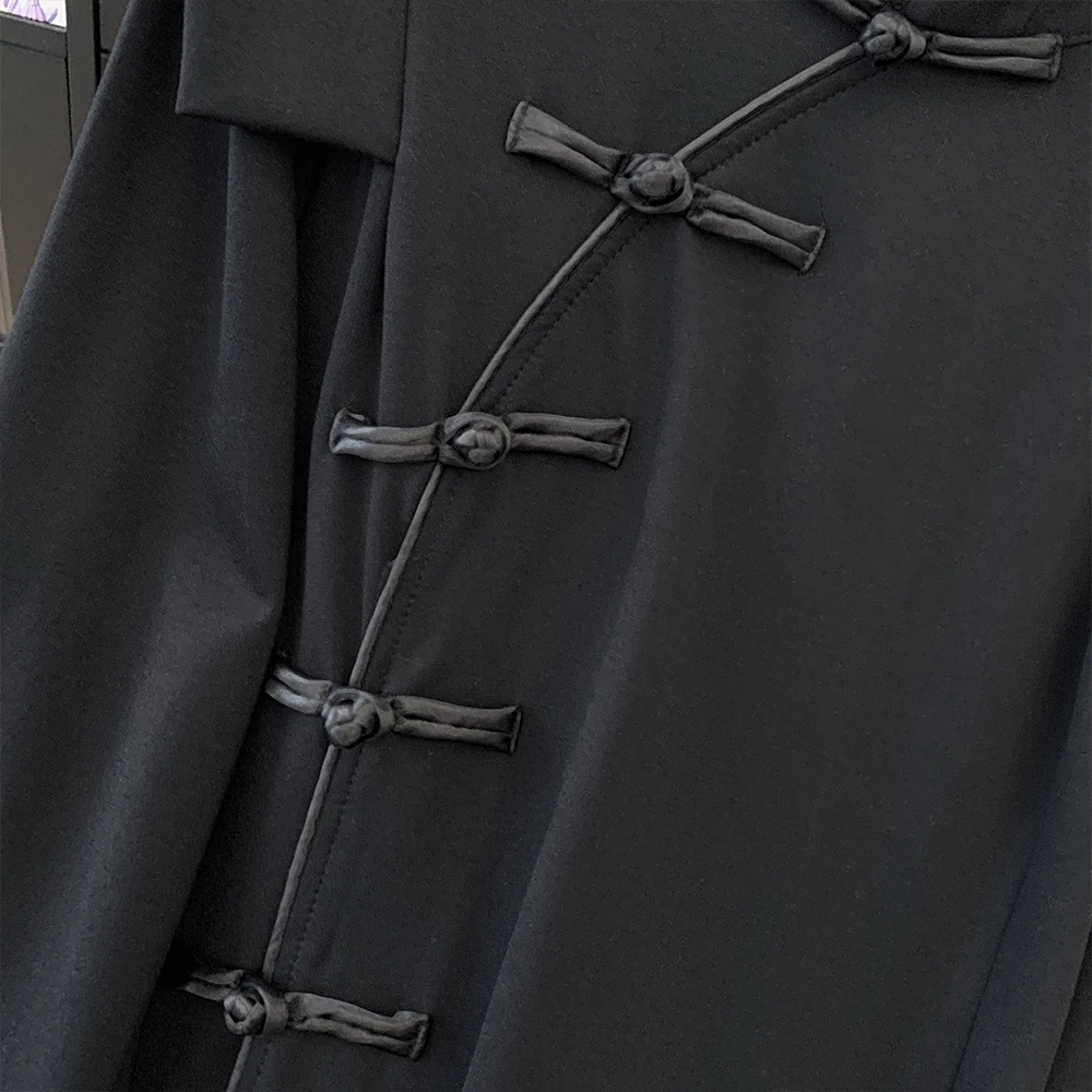 Женское осеннее повседневное свободное и удобное платье большого размера черное