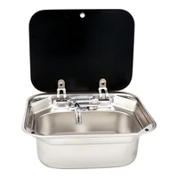 rv kitchen kit stainless steel sink with lid including the folding faucet campervan hand wash basin with the rotatable tap