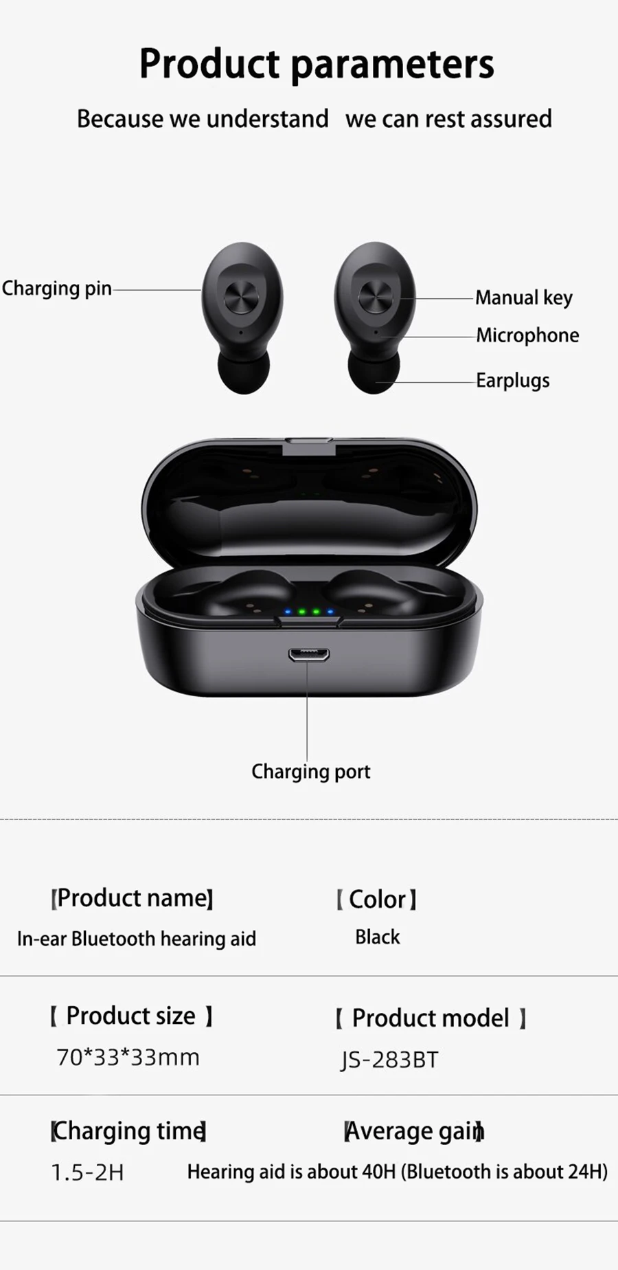 Bluetooth-слуховой аппарат с шумоподавлением беспроводной слуховой цифровой для
